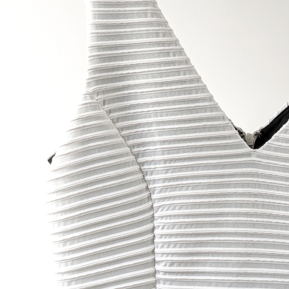 Guess Striped Textured Fit & Flare V-Neck Dress - Picture 3 of 8